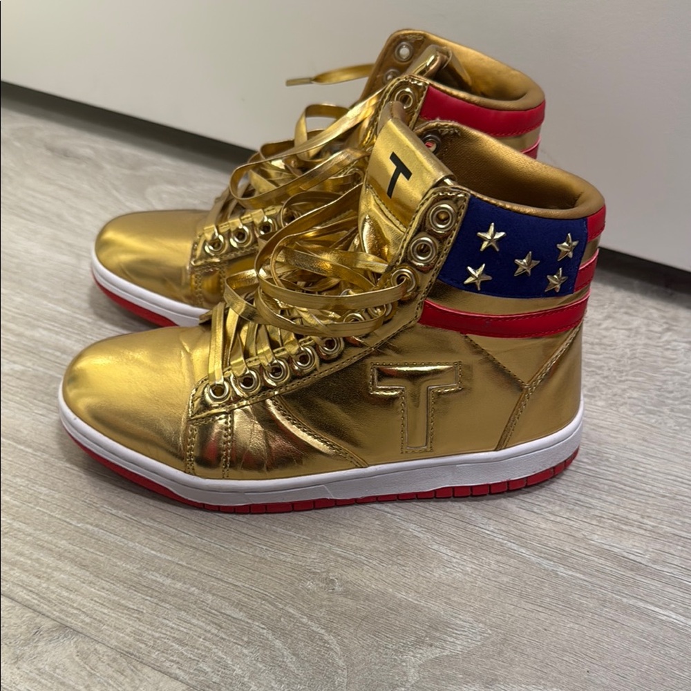 TRUMP never surrender gold high top sneakers - size 37